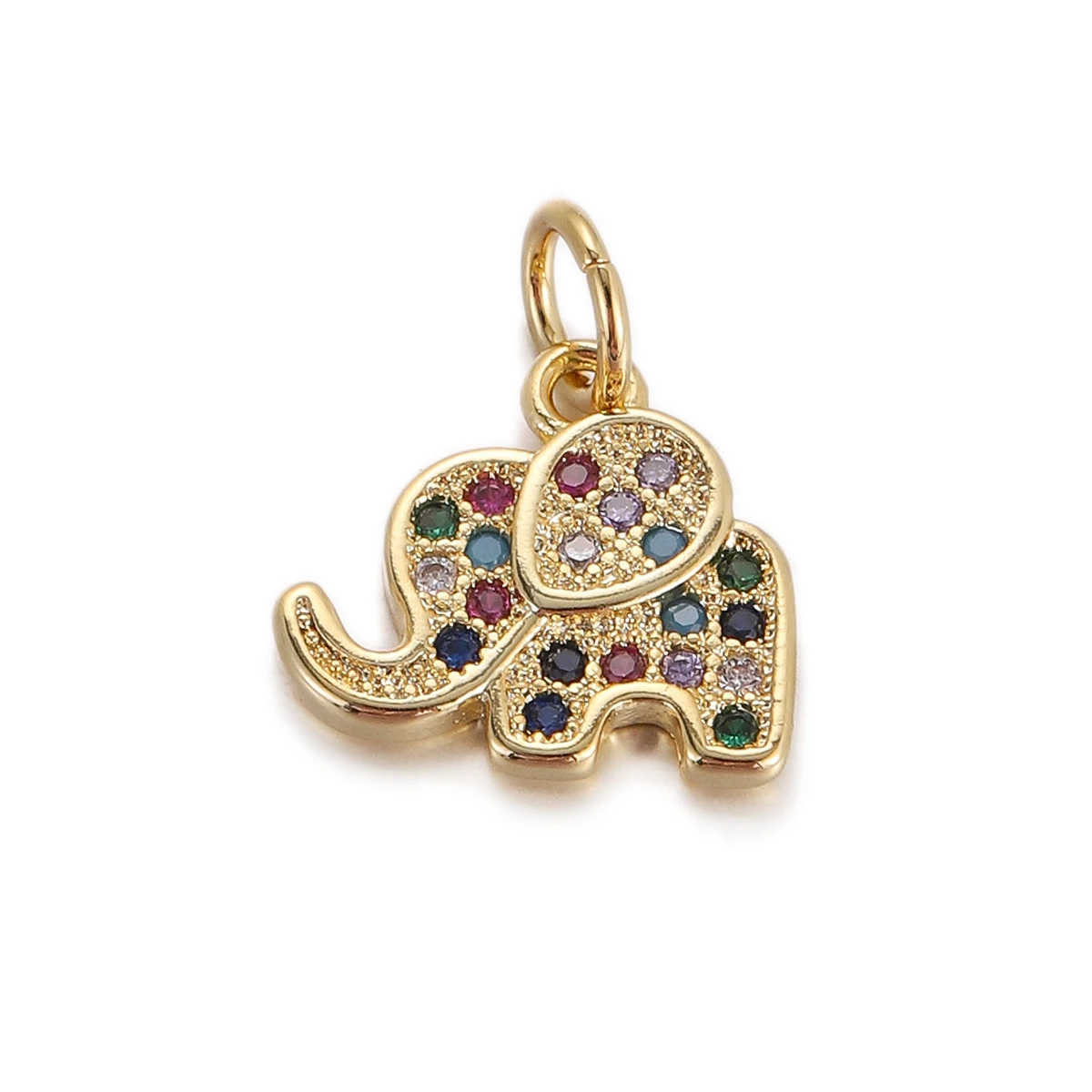 Trendy Colorful Cute Cat Owl Elephant Pendant Gold Plated Cubic Zirconia Ornament Accessories Wholesale