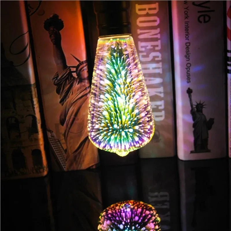 3d Led Firework Lamp Light Bulb Heart Edison E27 110v 220v Near Year Decoration Copper Wire 6w Holiday Night Novelty Christmas