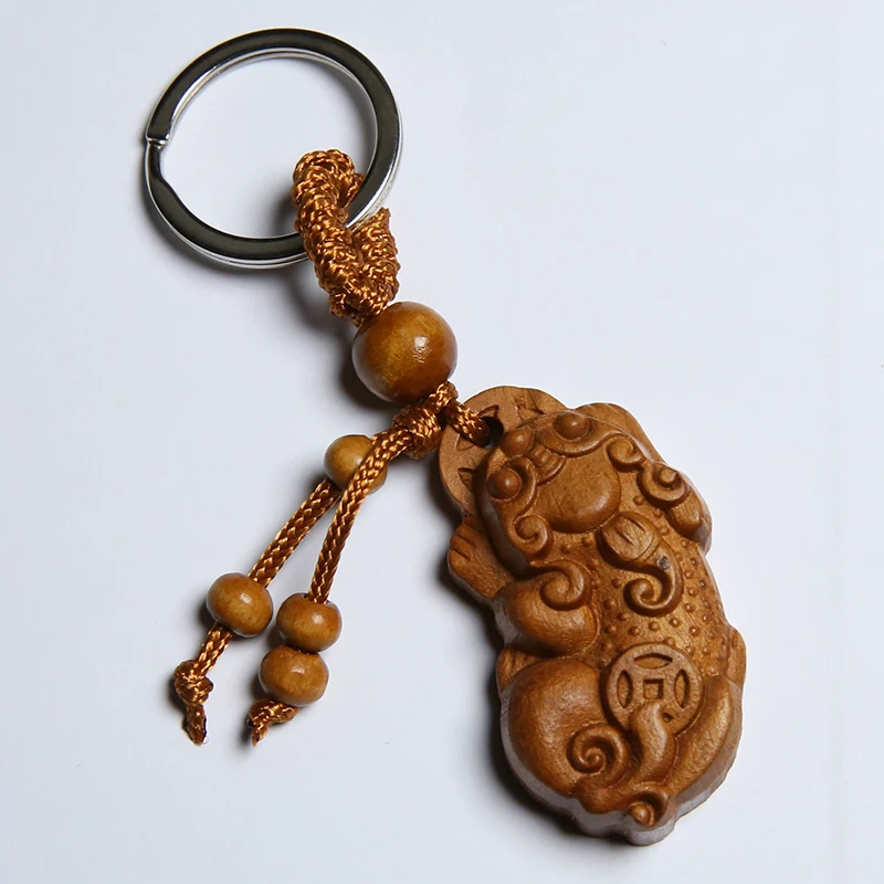 High-grade  3D carving Lucky Chinese Pixiu Animal  Key Chain Buddhism  Pendant Key Ring