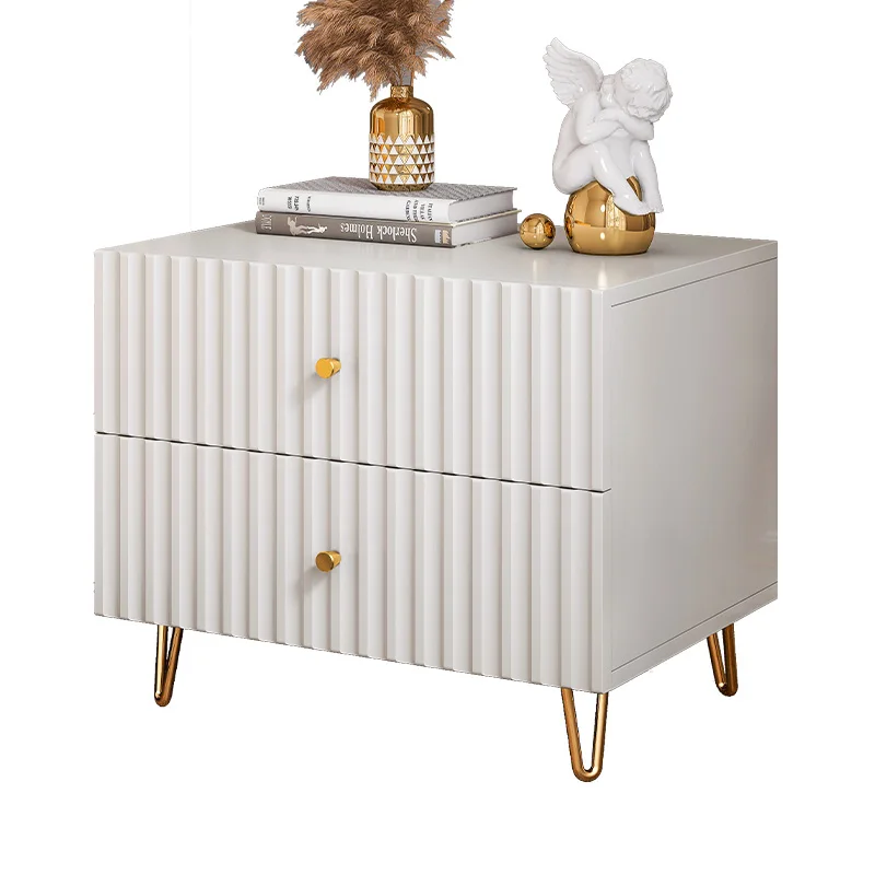
Bedside Cabinet Side Table New Luxury Modern Style Design Metal Golden White Night Stand Nightstands With Drawers 
