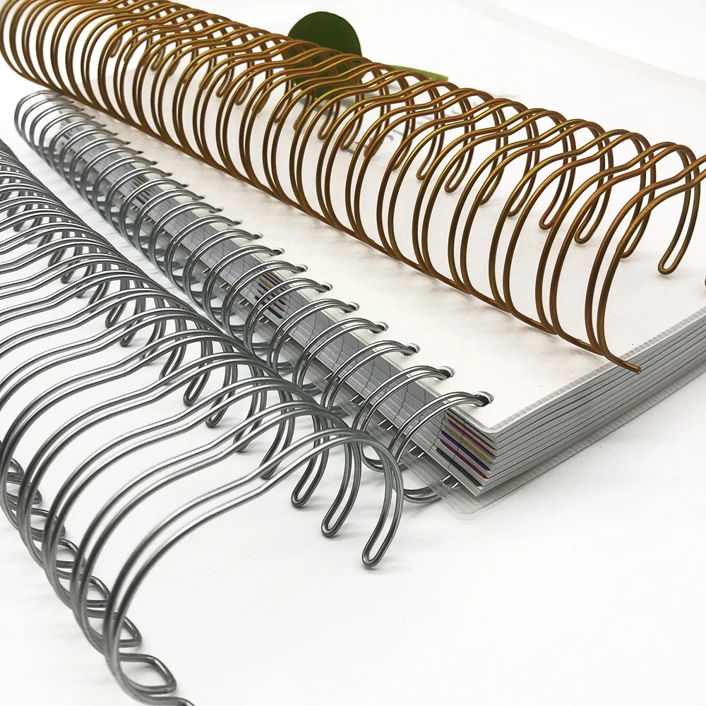 Custom electroplate gold silver rose gold metal twin ring o spiral binding coil double loop wire