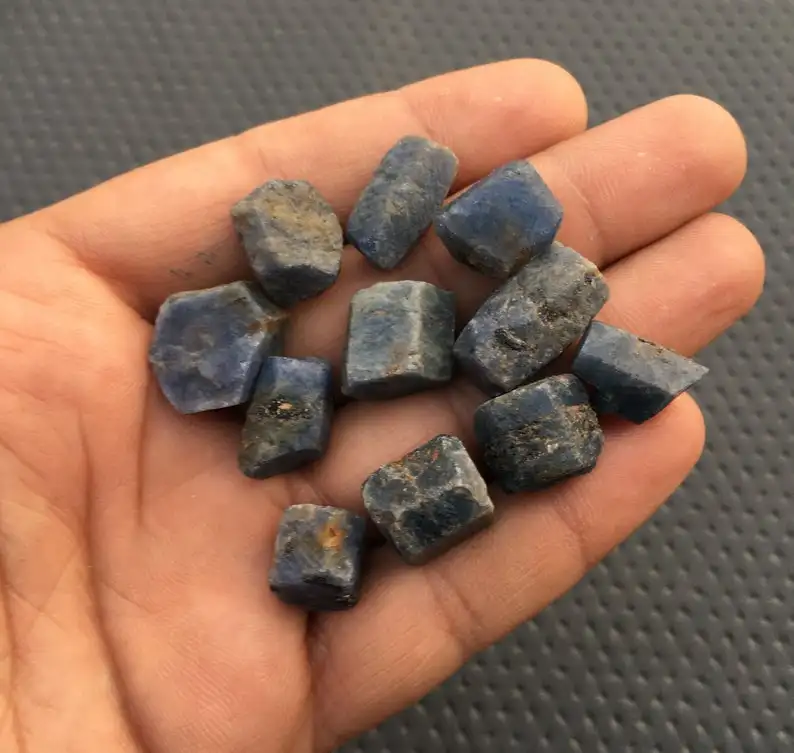 10 Pieces Natural Blue Sapphire Untreated Rough Loose Handcut Gemstone For Making DIY Jewelry High Quality
