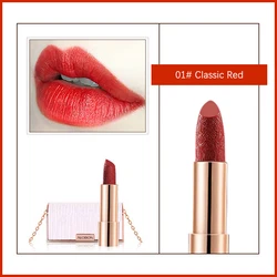 Alobon Diamonds Moisturizing Carved Surface Chain Bag Style Lipstick Waterproof Long Lasting Non-stick Cup Matte Velvet Lipstick