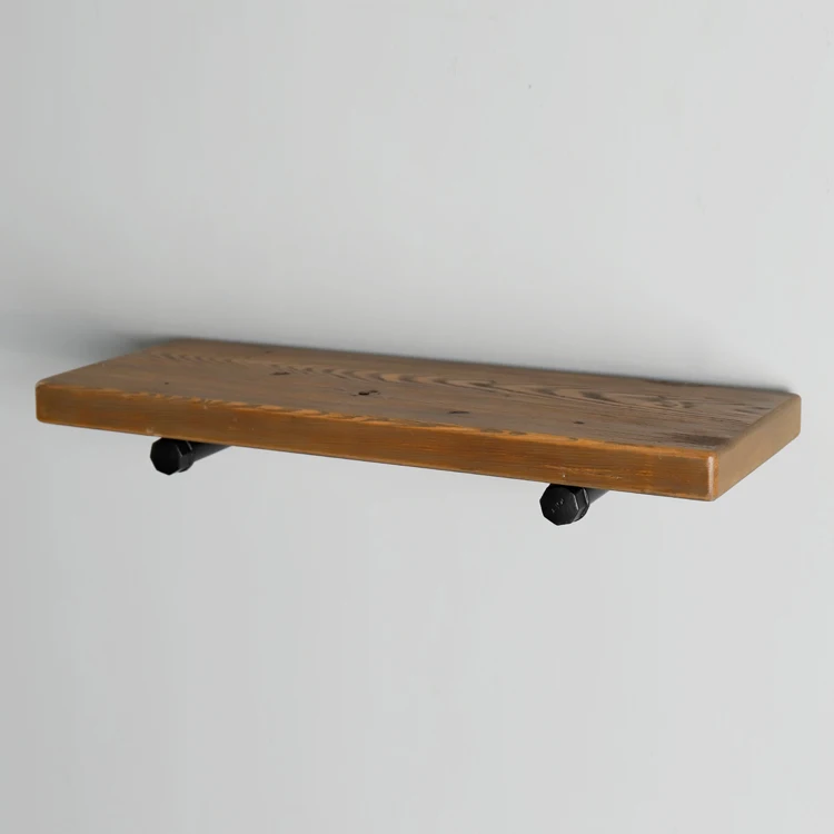 
Furniture living room rustic pipe shelf wood clothes store display rack 
