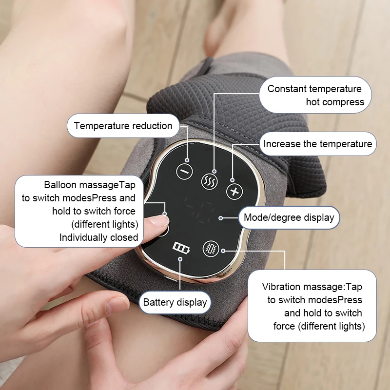 High Quality Circulation Therapy Knee Massager Pain Relief Heated Knee Massager With Heated And  Air Compression