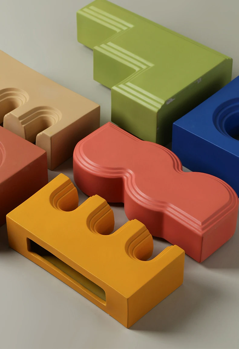 INS Wholesale Modern Irregular Nordic Home Decor Custom Shaped modern geometric Morandi color Architect Arrangement Ceramic Vase