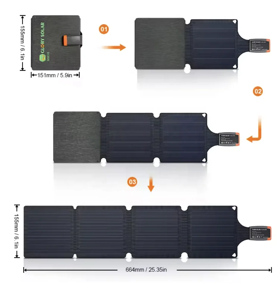 Glory Solar Plate solar charger 15 watt folding portable solar panel 5v small mini solar phone charger 18w 21w 5V  phone charger