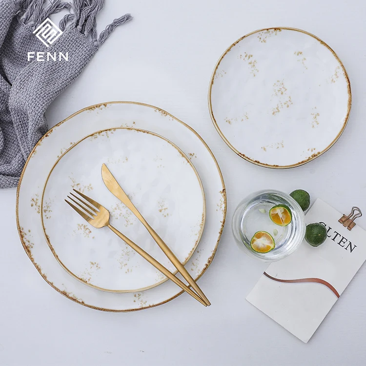 7 / 8 / 10.5 Inches handmade White Plates, Serving for Salad Dessert Bread Unique Decorative Design Ceramic Appetizer Plates