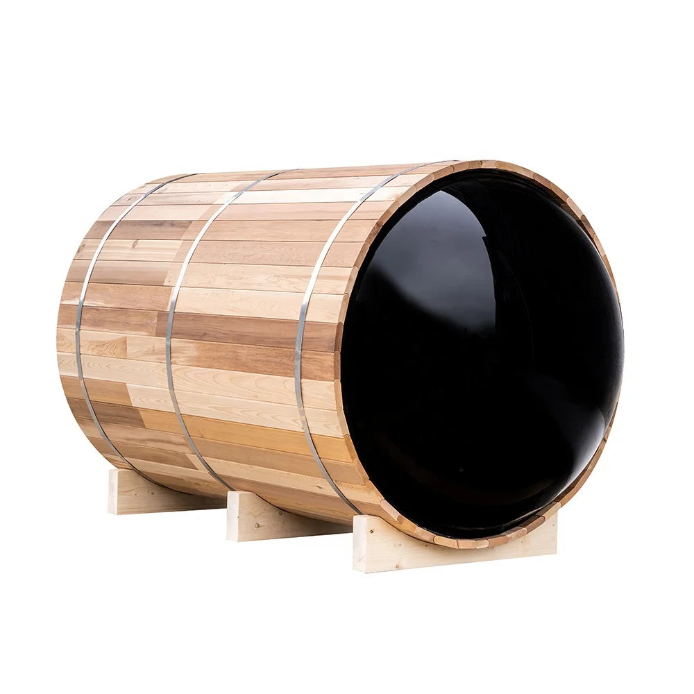 Alphasauna  red  cedar Wooden Sauna, Outdoor Barrel panoramic Sauna Room with dome
