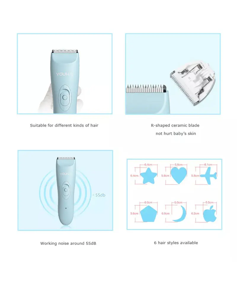 Manufacture Rechargeable Professional Electric Waterproof hair clipper blade baby Trimmer For Kids