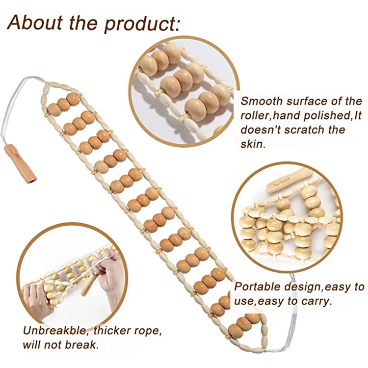 Wholesale Back Rope Wooden Therapy Body Massager Kit Board Roller Belt Wood Therapy Massage Tools Set