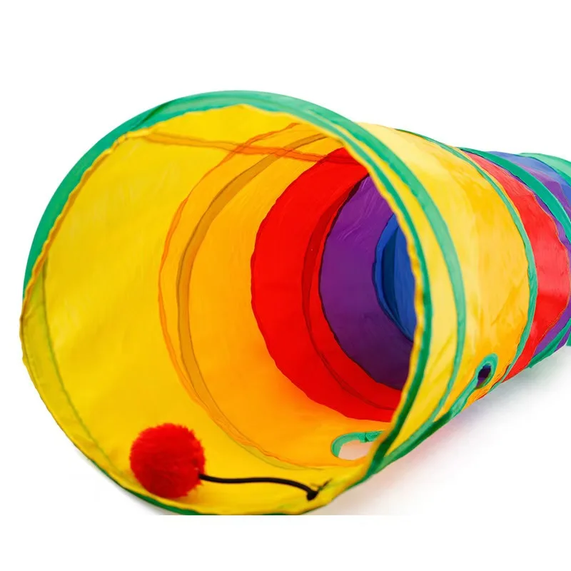 Practical Cat Tunnel Pet Tube Collapsible Indoor Outdoor Kitty Puppy colorful Play Toys Puzzle Exercising Training Party Gift