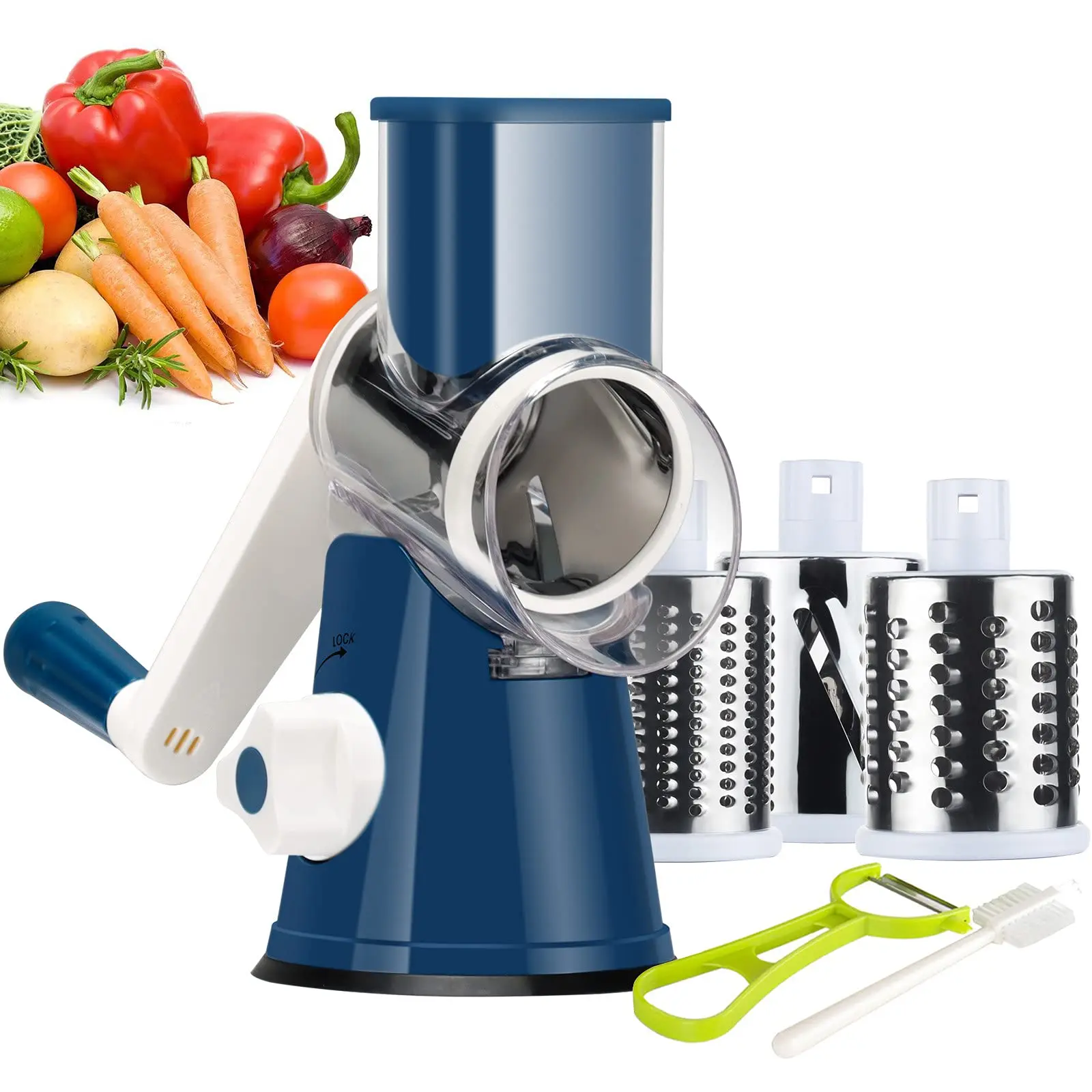 Rotary Manual Vegetable Slicer Grinder Cheese Shredder Kitchen Vegetable Cheese Grater