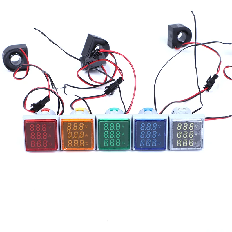 Cheap Led Lights 22Mm Voltmeter Ammeter Temperature Meter Ac 0-100A,Ac 50-500V Multifunctional Indicator