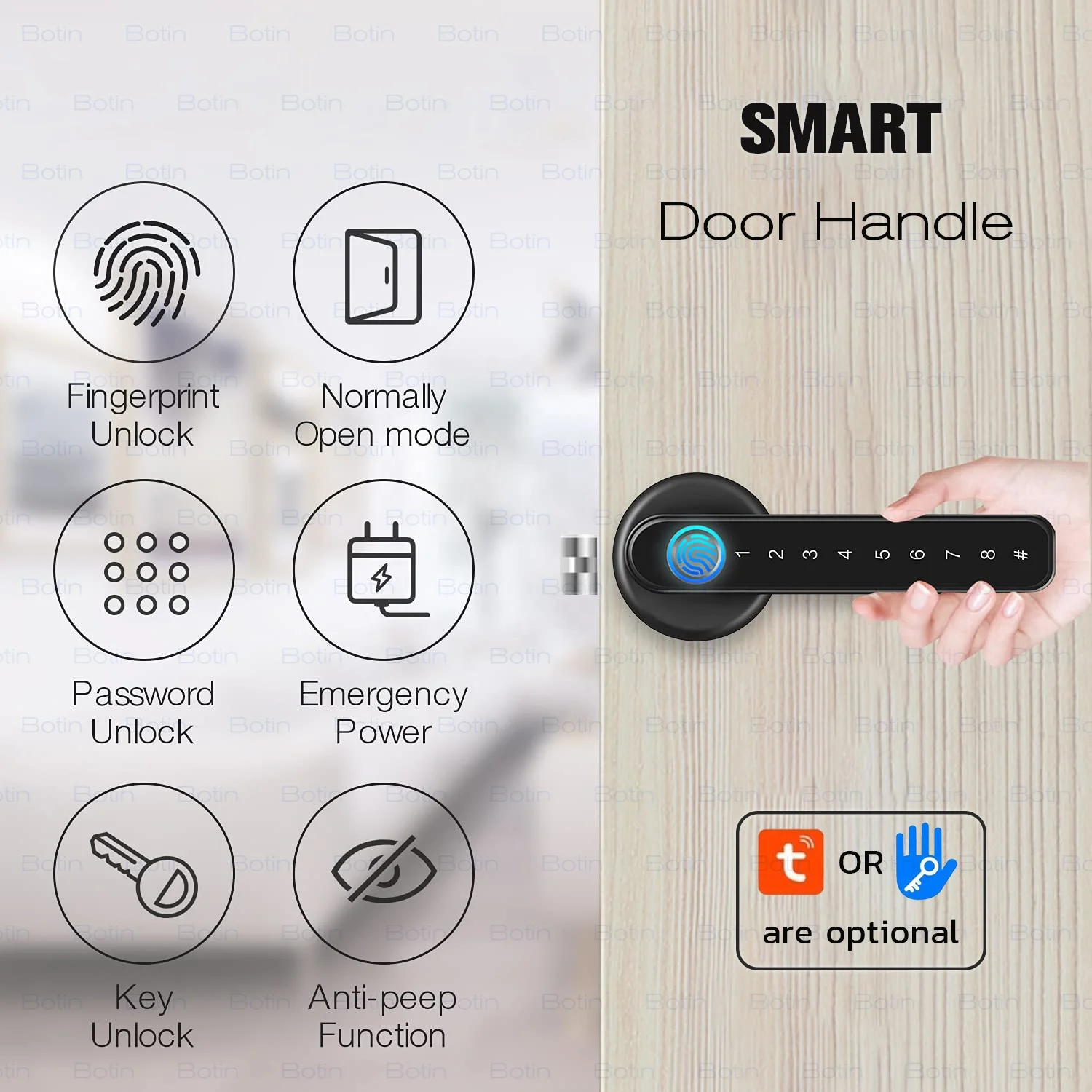 Kadonio Deadbolt Keyless Door Lock Safety Fingerprint Main Door Smart Door Lock Smart Life