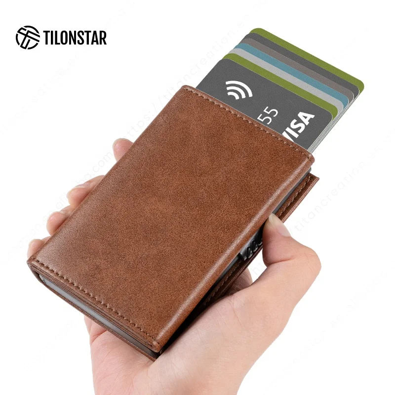 Смарт-кошелек из натуральной кожи с защитой от кражи и Rfid-защитой