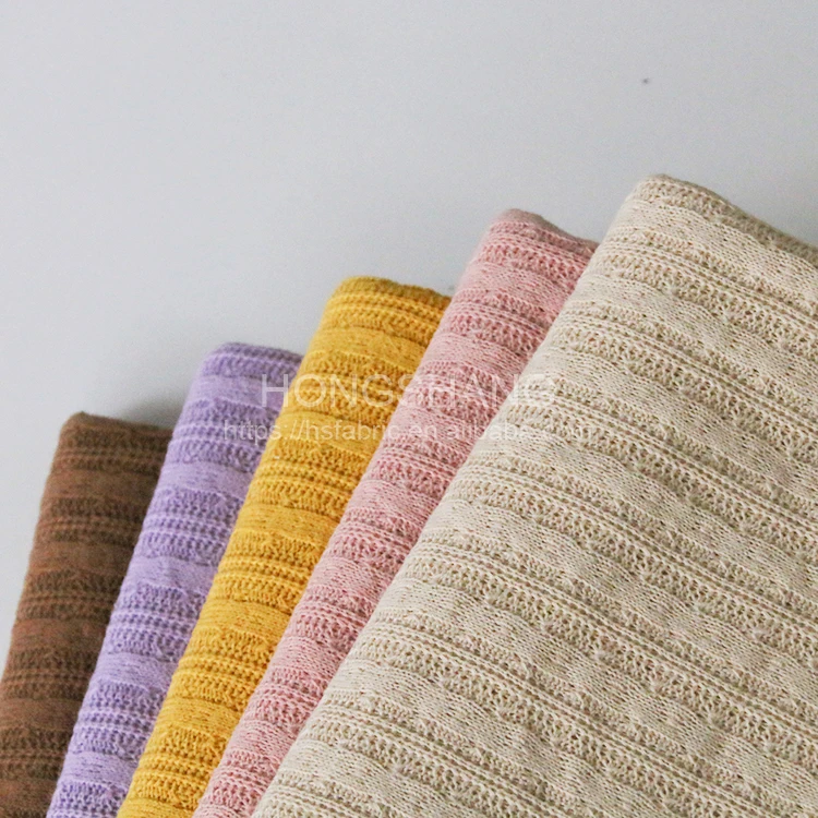 618# wholesale high quality knit 65% polyester 35% cotton jacquard knit fabric for clothing