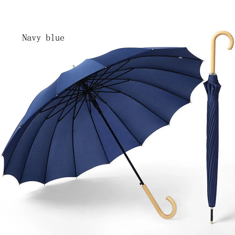 Eco Friendly Recycled PET panels 27 inch Auto Open Stick Wooden Curved Handle Umbrella