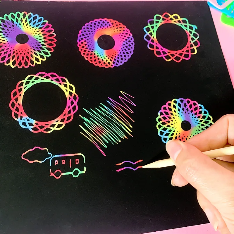 Creative Child DIY Rainbow Printing Magic Scratch Paper Black Scratch Off Drawing Paper Art Crafts Gift  For Kids