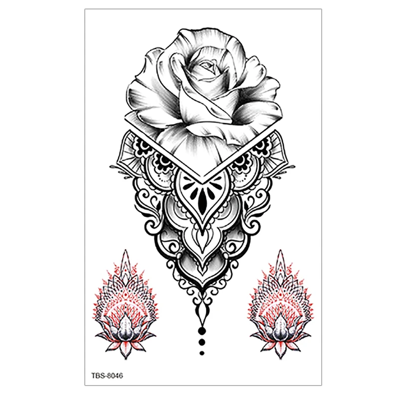 Custom Factory Waterproof Cosmetic Mendhi Cones Temporary Tattoo Stickers for Women Vintage Flower Geometric Animal