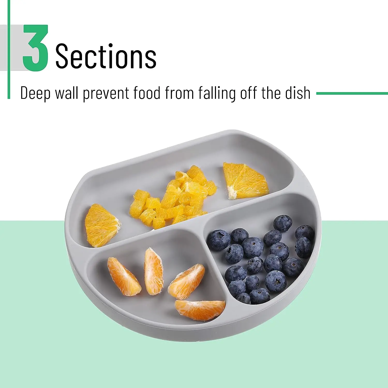 Silicone Infant and Toddler Feeding Plates Spill Resistant Easy to Clean Feeding Plates Bpa Free Silicone Plates