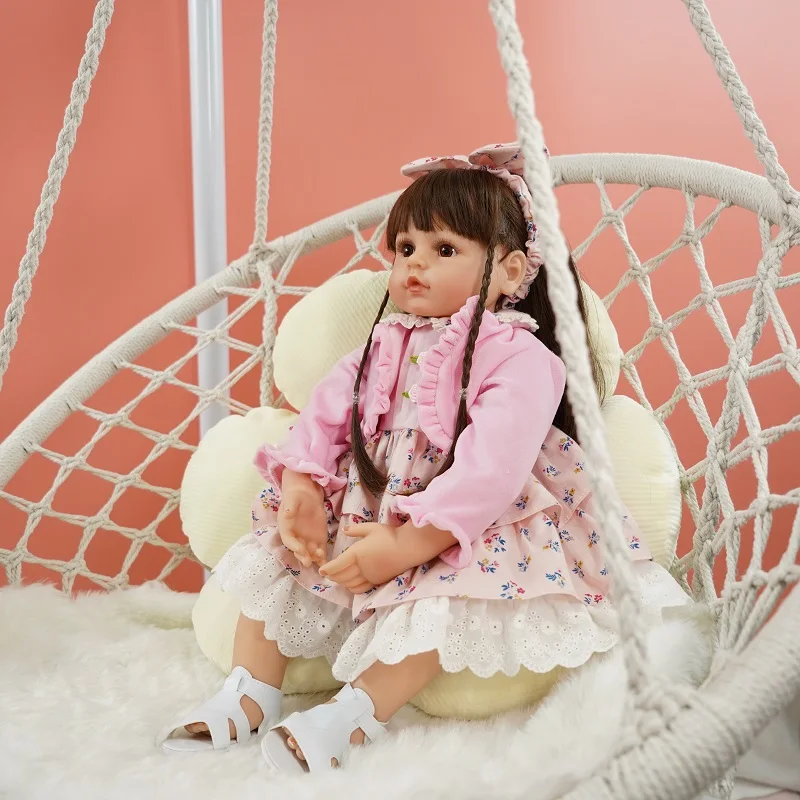 Sweet Adorable Face 24 Inch Real Baby Dolls Bebe Reborn Doll Bebes de Silicona Toy for Nurturing Play