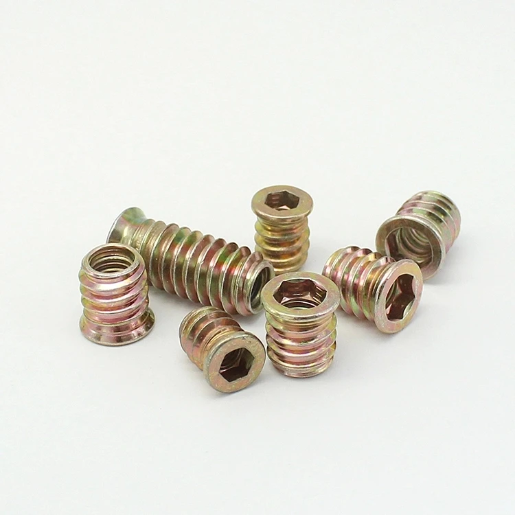 origin direct selling Copper plated Countersunk head Hex nuts Furniture wood Screw plug with internal and external tooth Nuts