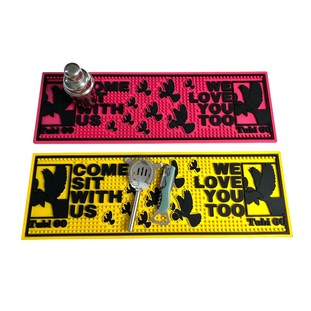 Customized Bacardi Pvc Bar Mat Rubber Runner Drip Non-Slip Silicone Counter Mat With Logo