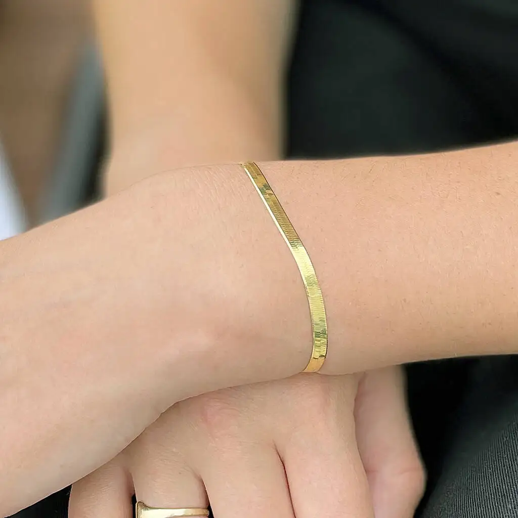 Vermeil Snake Chain Bracelet 925 Sterling Silver Gold Plated Snake Bracelet