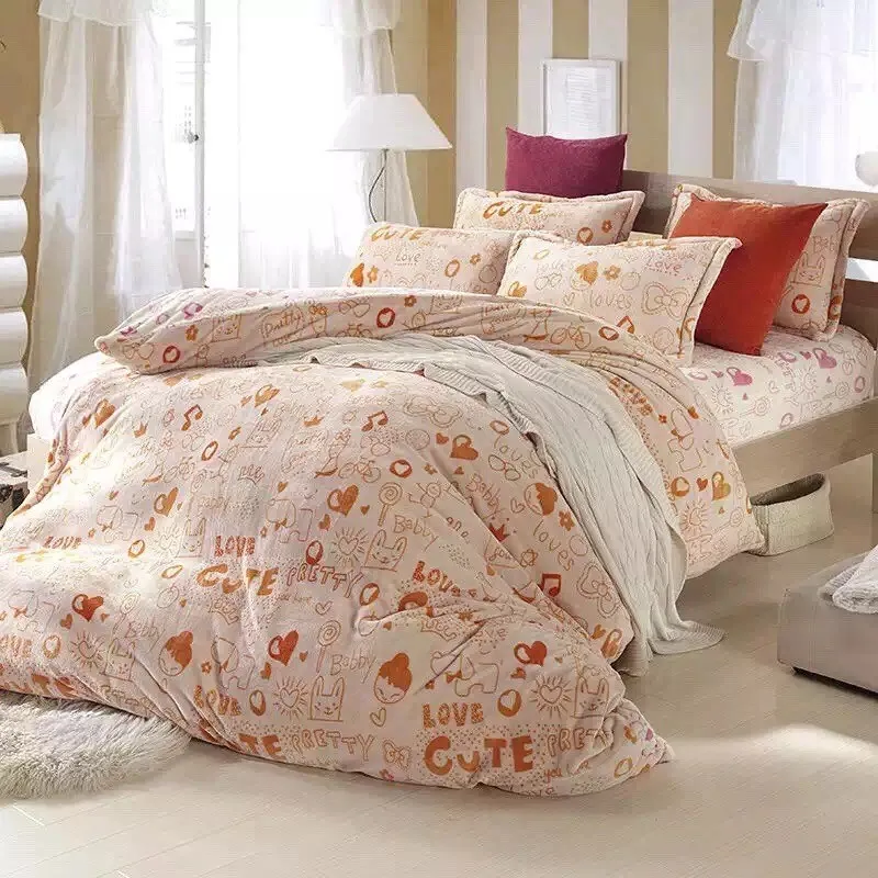 China supplier 100% polyester print sabanas bedding set cartoon quilted kids bed