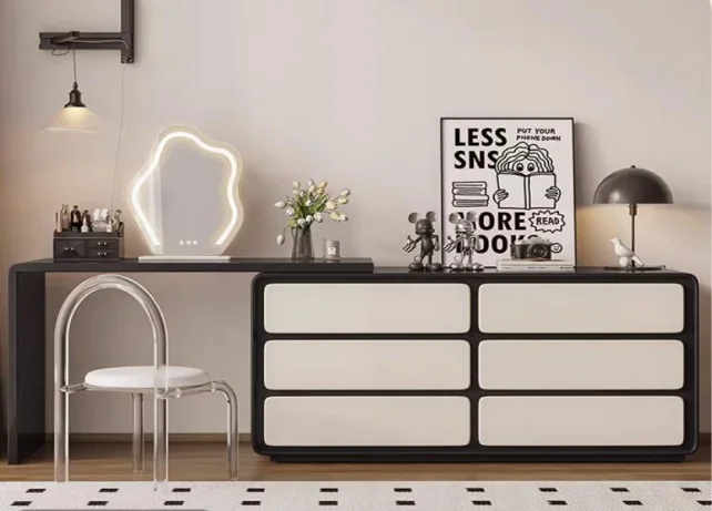 2024 Bedroom furniture wooden designs vanity dressing table and drawers makeup vanity desk bedroom dresser with mirror