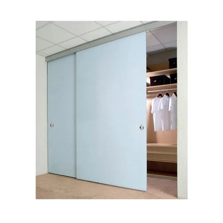 Metal Barn Doors Tempered Glass Frosted  glass Black Metal Sliding Barn Door with Hardware Kit