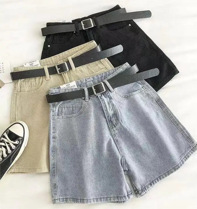 Customized special-shaped high-waisted fashionable casual wholesale denim shorts for women loose sexy elastic jeans skirt for