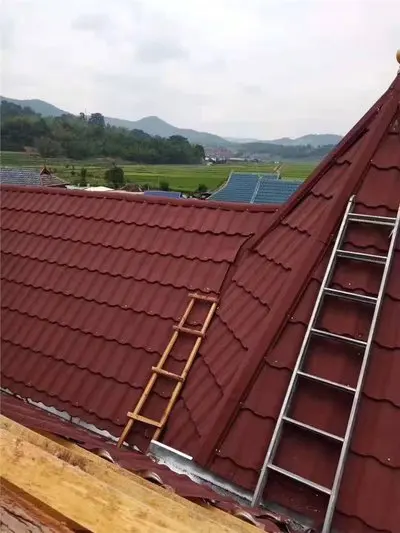 Weathered Resistant Roofing Materials Cheap Roof Shingle Stone Coated Metal Steel Tile
