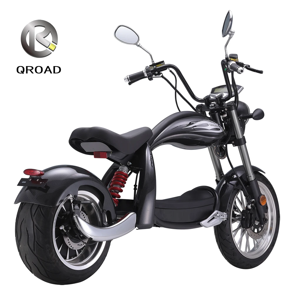 QROAD EEC Approved 2 Wheel Stand Up Electric Scooter High Power 70KM/H Motorcycle Citycoco 2021
