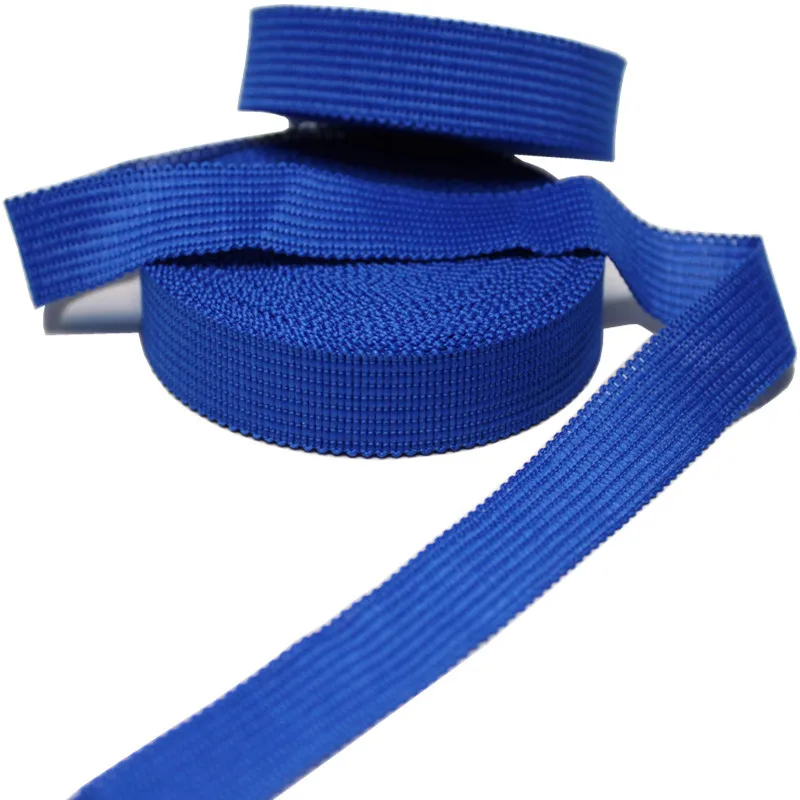 Manufacturers produce hot-selling blue 1.5cm polyester un-elastic hook woven belt wrap edge lock edge belt clothing accessory