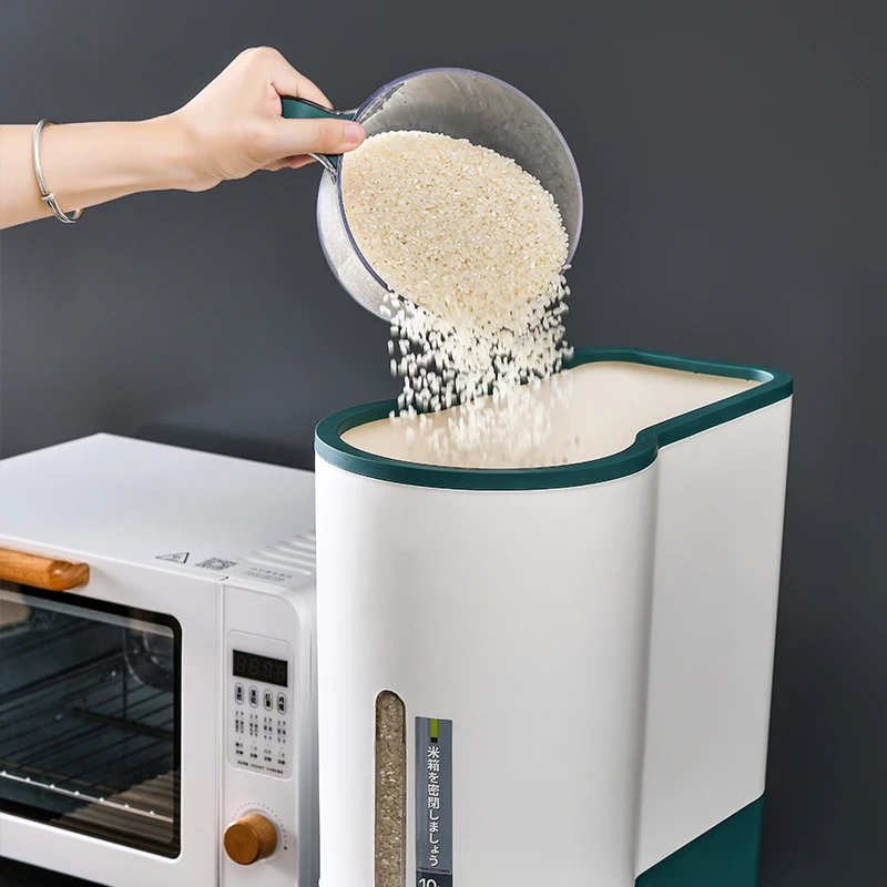 New Kitchen Products Automatic Moisture-proof Insect-proof Dry Food Dispenser Sealed Rice Bucket Cereals Grain Containers