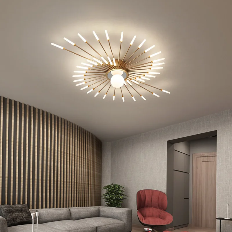 Modern Luxury Indoor Home Bedroom Living Room Gold Bulbs Led Chandelier Ceiling Lights