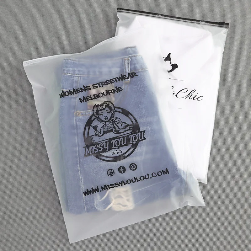 Free Shipping Clothes Bag Zipper Frosted Custom Plastic Clear Laminated for Other Underwear Packaging