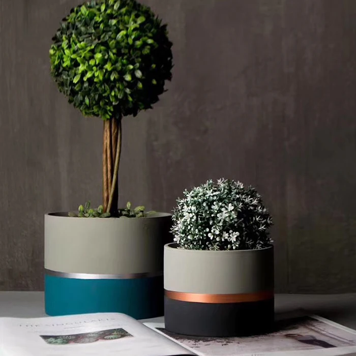 Nordic Minimalist Succulent Concrete Planter Pot with Stand