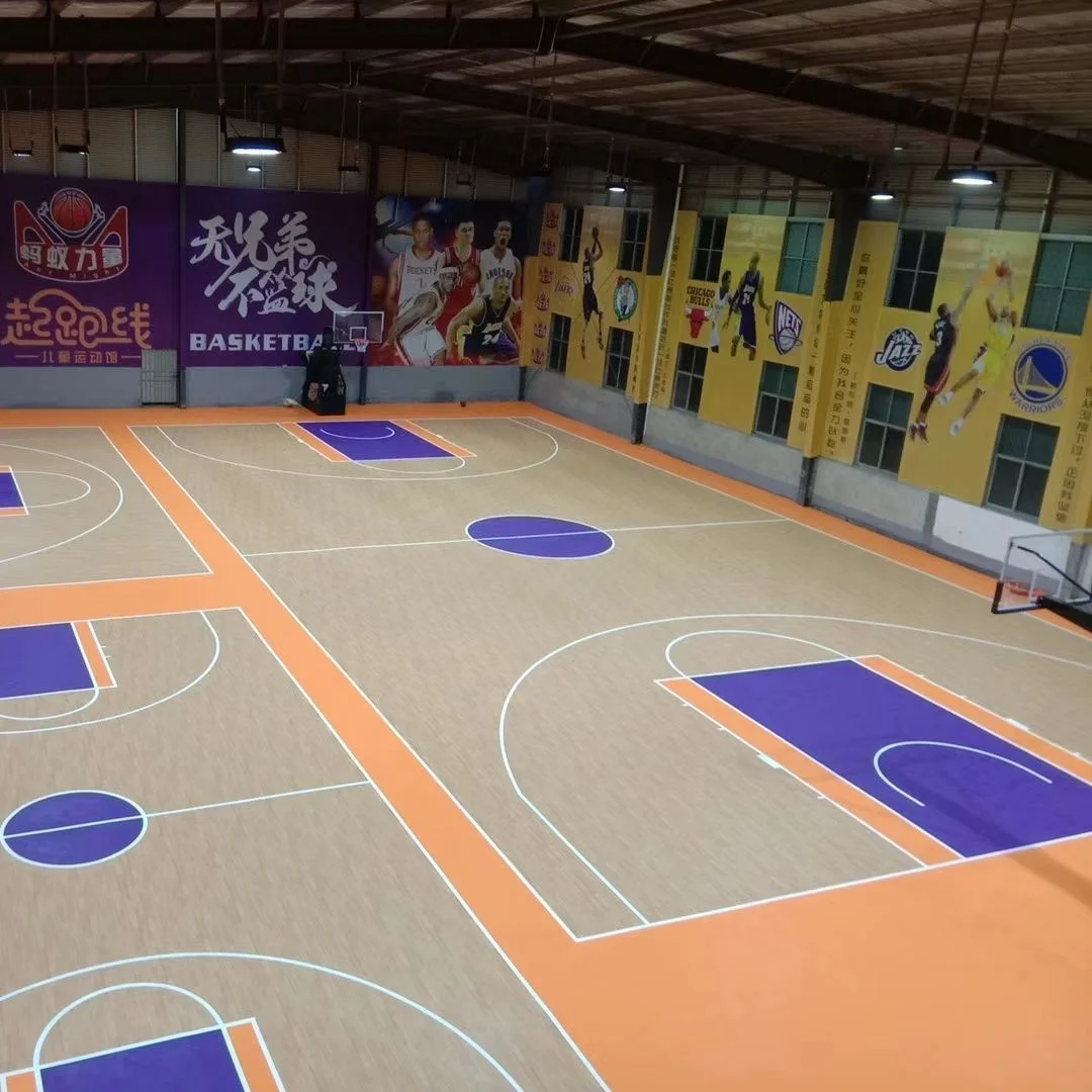 Indoor sport Flooring 100% Virgin PVC Material Basketball Court 4.5mm-8mm Customization basketball court wood floor