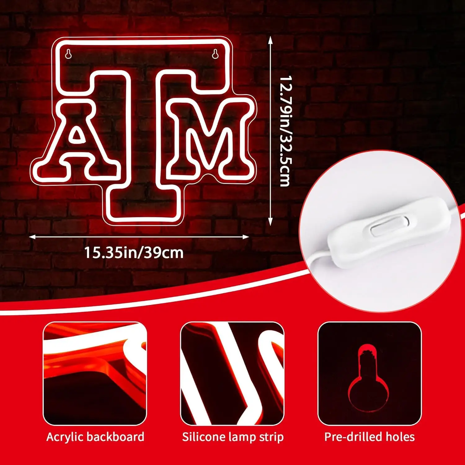 ATM Neon Sign American Football Team Logo and University Name Light Signs Wall Decor for College Man Cave Dorms and Bedrooms