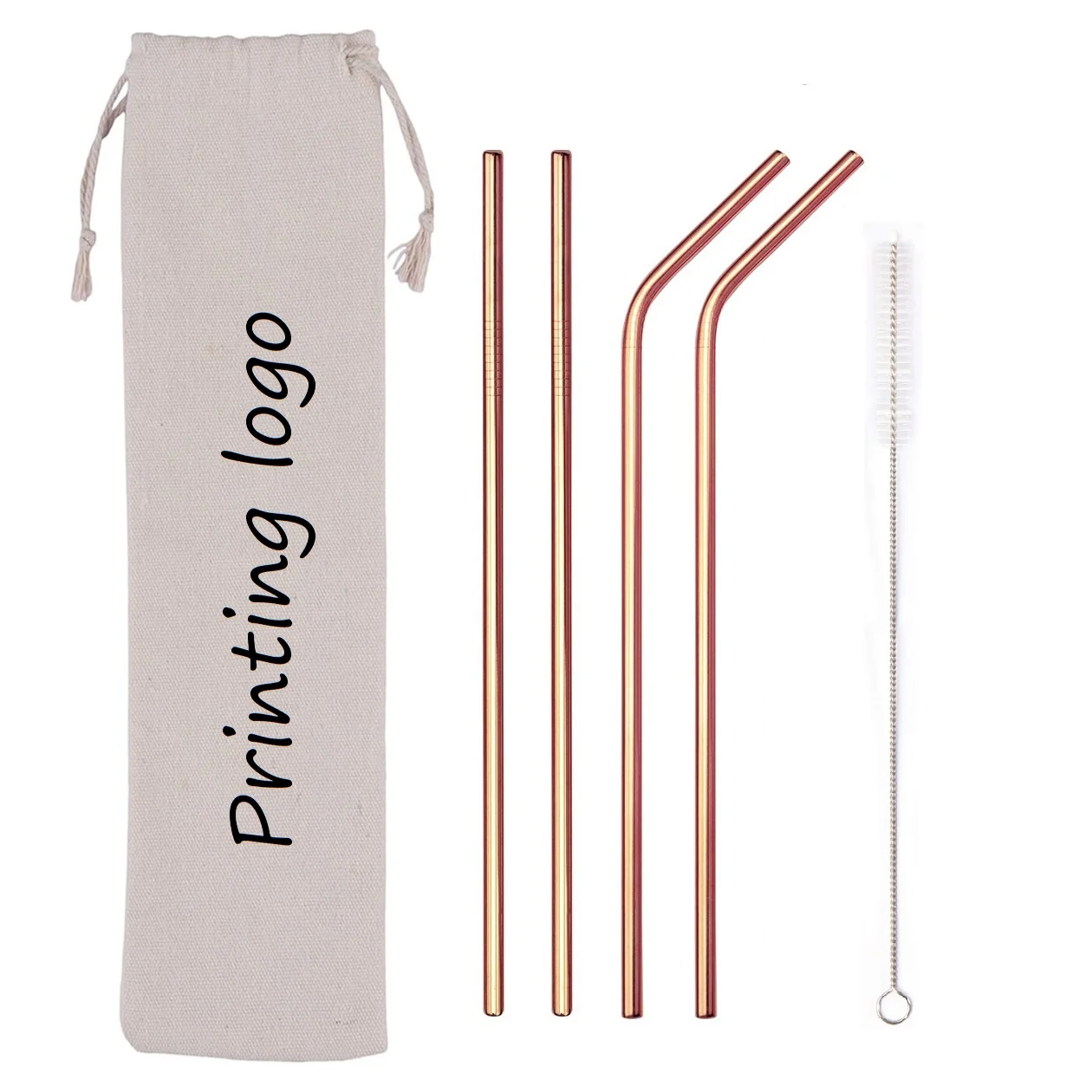 4pcs Reusable Stainless Steel Straws 8.5 Inches Drinking Straw Set Customized Logo