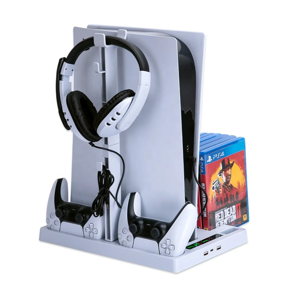OIVO IV-P5246W Vertical Charger stand with Cooling fan Video Game Accessories for Playstation 5 PS5