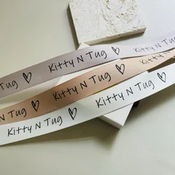 Wholesale Custom Logo Cotton Ribbon Gold Foil Grosgrain Printed Gift Wrap Ribbon