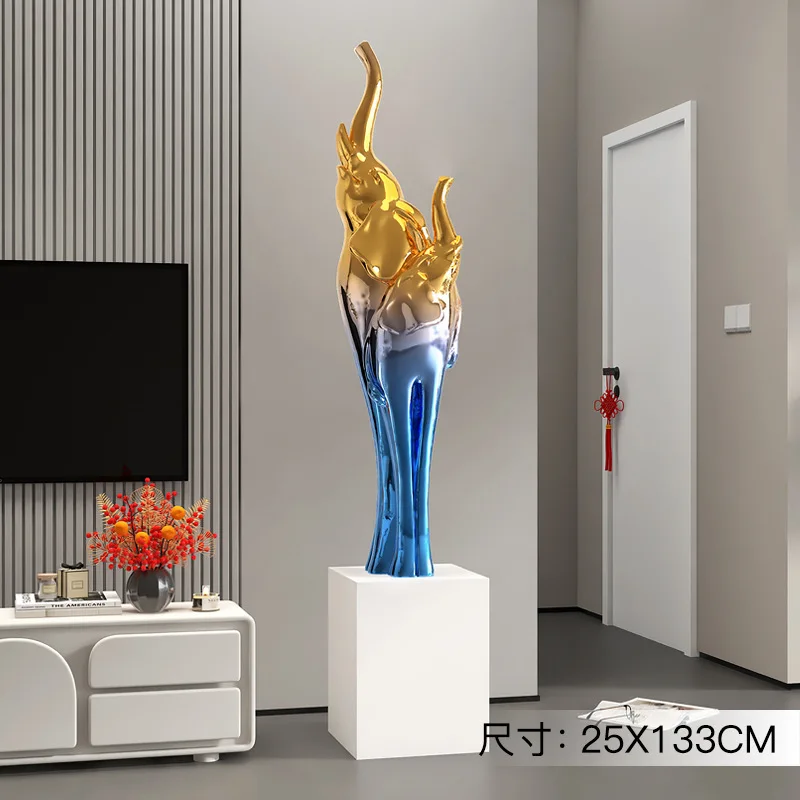 New Light Luxury Electroplating Like LED Large Floor Decoration Home Accessories Living Room Crafts Sculpture Housewarming Gifts
