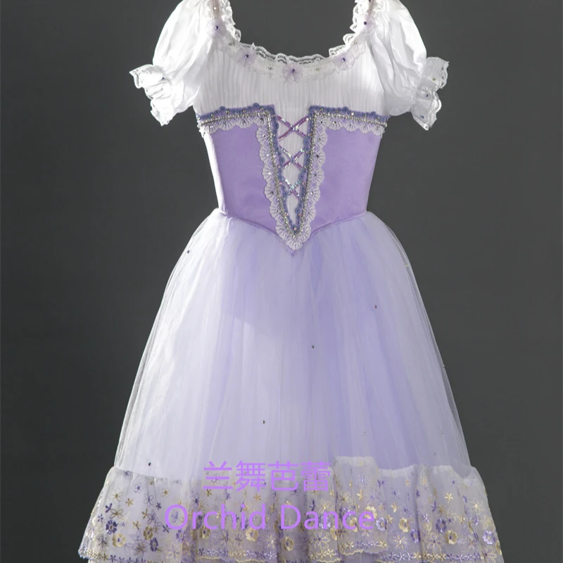 New Design Gradient Kids Girls Children Pre-professional Performance Wear Light Purple Ballet Tutu Dress