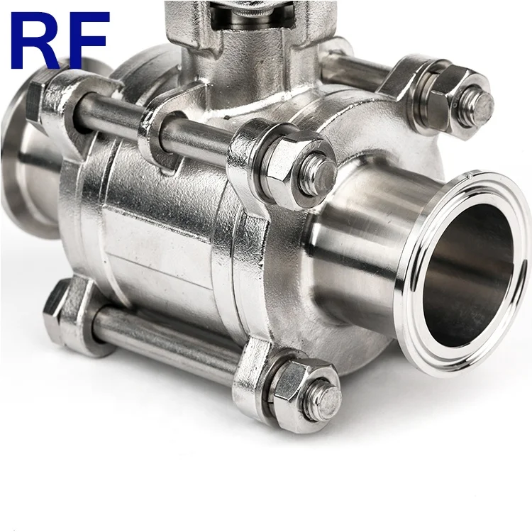  RF санитарный SS304 316L 3 шт. Пневматический шаровой клапан с заполненной