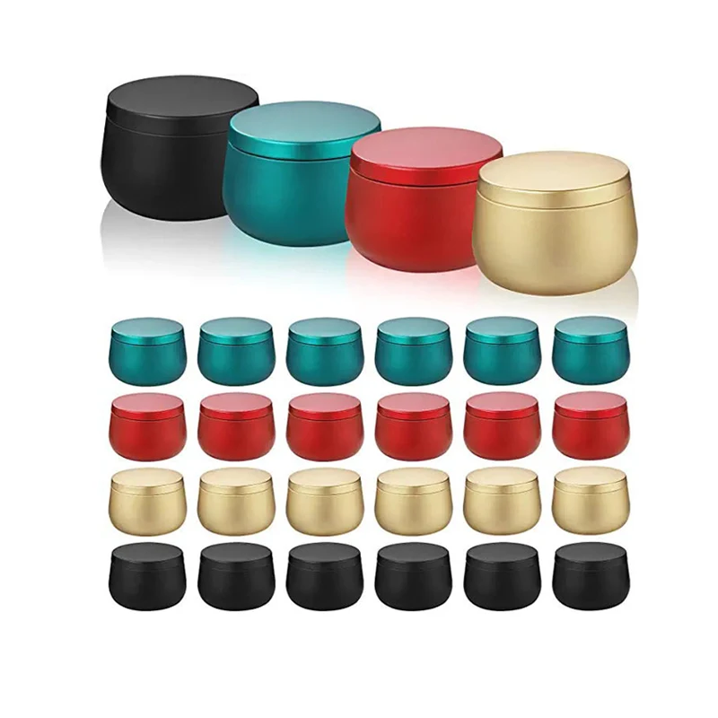 8 oz Round DIY Candle Making Containers with Lids, Christmas Metal Storage Tins for Candy and Gifts
