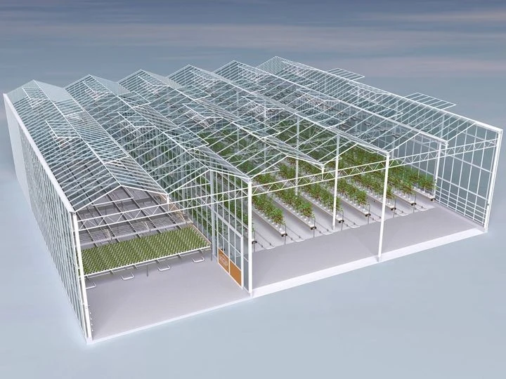 Multi-Span Large Smart Venlo Greenhouse Commercial Agricultural Horticultural Mini Glass Flower Greenhouse Plastic Plant
